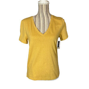 BP Women’s Yellow V-Neck Short Sleeve Casual T-Shirt Size XS